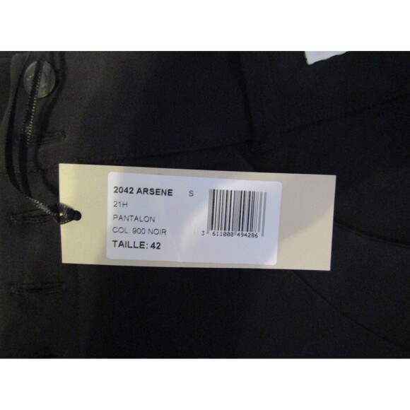 Indies Pantalon Trousers NWT Black Button Front Pants Retail $199 Size 42/L - Picture 9 of 10